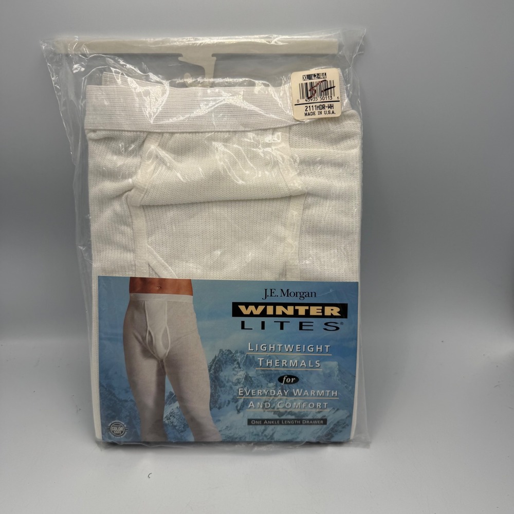 Vintage JE Morgan Winter Lites Mens Thermal Long Johns XL White Made in USA